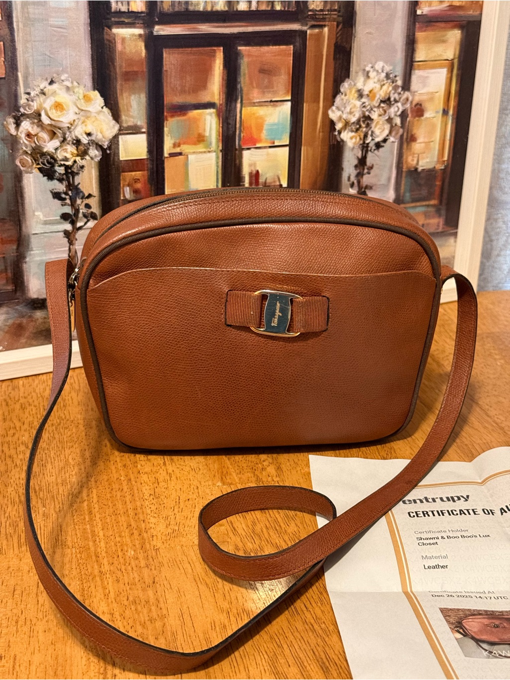 Salvatore Ferragamo Brown Leather Camera Crossbody